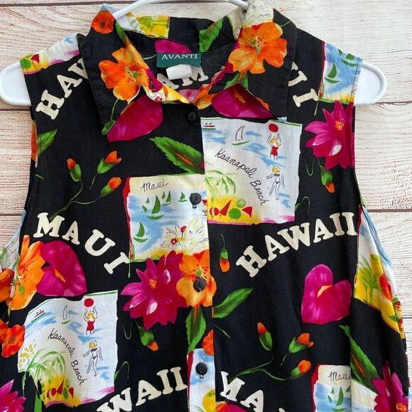 VINTAGE AVANTI BOLD HAWAIIAN PRINT TOP - Picture 3 of 6